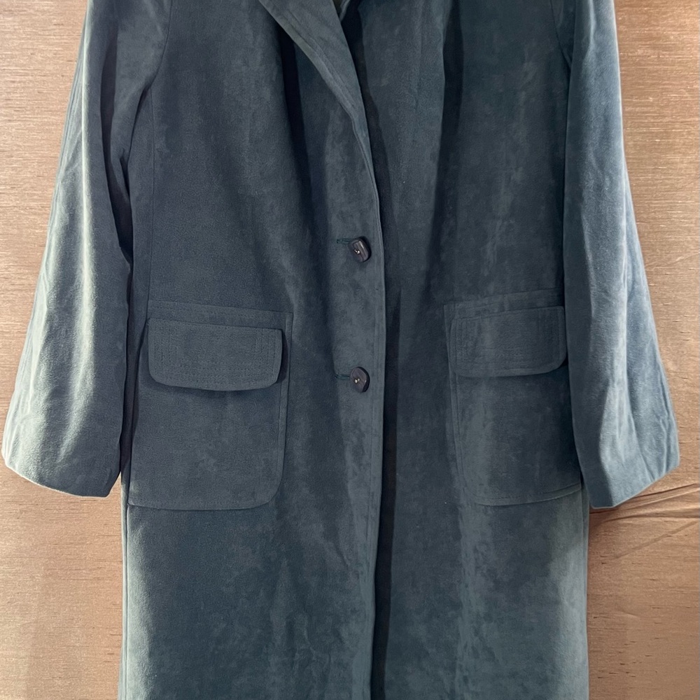 Vintage BLUE NON LEATHER Women's lTrench Coat with welt pockets Size XL